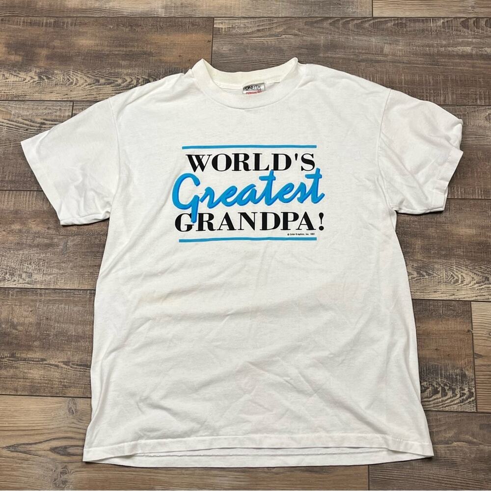 Graphic T Shirt Grandpa Funny Short Sleeve Oneita Vintage 90s Men's Size Large